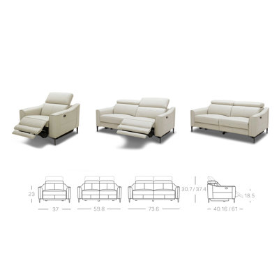 Ensemble de salon inclinable en cuir véritable 2 pièces Winlock