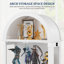 Grande vitrine arquée de 72,8 po avec portes en verre, armoire de rangement à 4 niveaux avec lumière DEL et capteur de corps humain-565341065