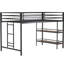 Lit mezzanine simple peu encombrant - structure en métal avec tablette en bois, garde-corps, bruit, pas de sommier tapissier nécessaire pour la chambre à coucher