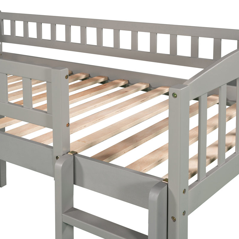 Lit mezzanine simple avec glissoire et échelle, gris (ANCIEN SKU: LT000504AAE)