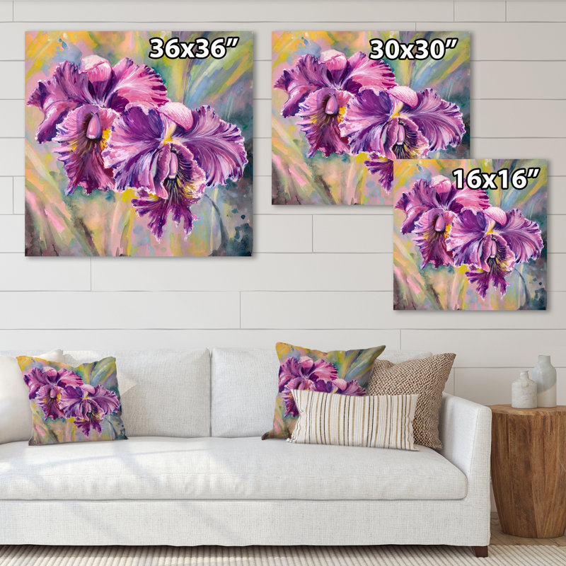 Fleurs d'orchidées - On, H 36 po x l 36 po x P 1,5 po, Toile tendue