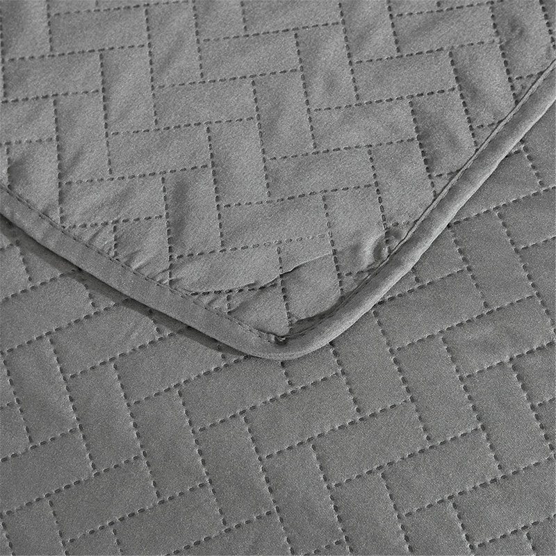 Ensemble de courtepointe réversible en microfibre 3 pièces , Courtepointe très grand + 2 très grandes taies d, Gris clair