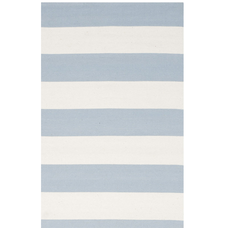 Tapis rayé bleu ciel / ivoire Brookvale, Carré 6 pi