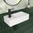 14.6" x 7" Rectangular Ceramic Wall Mount Small Vessel Sink Wall Hung With Left Side Faucet Mount In White