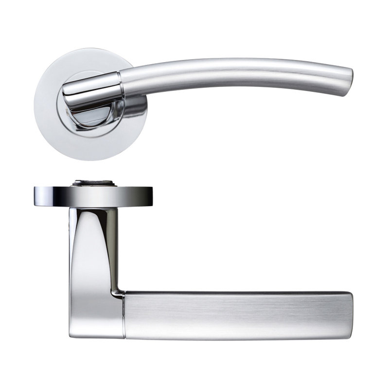 Amalfi Latch Door Handle, Polished Nickel/Satin Nickel