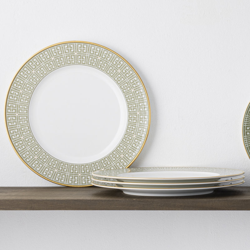 Noritake Infinity Dinner Plates, 11", Green Gold