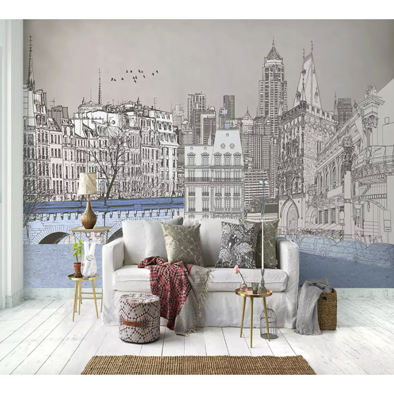 Papier peint amovible Charcoal City London Cityscape, L 9 po x l 15 po