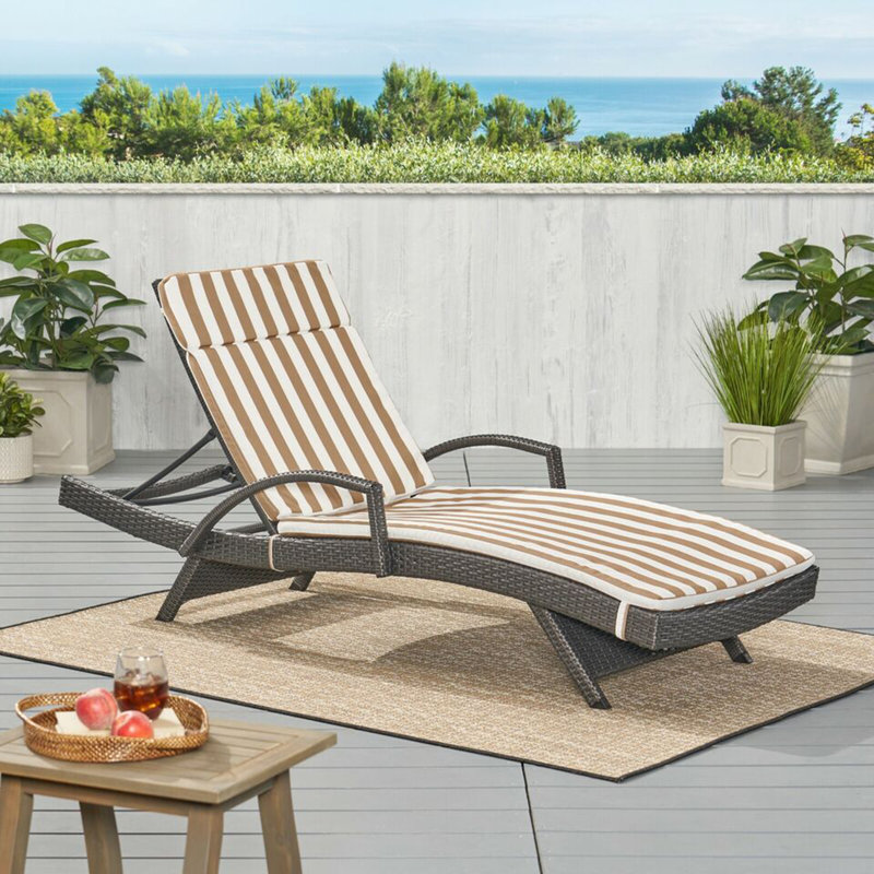 (1PCS) Salem Outdoor Chaise Lounge Cushion (Without Chaise Lounge), 1, Beige White