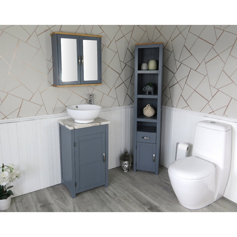 Slimline Compact 515mm Free-standing Cloakroom Vanity Unit, Grey