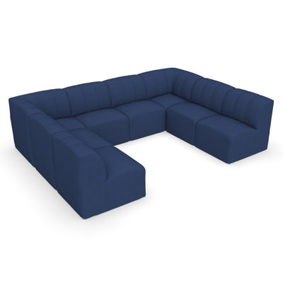 Praia 8-Piece Modular Upholstered U-Shaped Sectional Sofa Set with Sunbrella Cushions