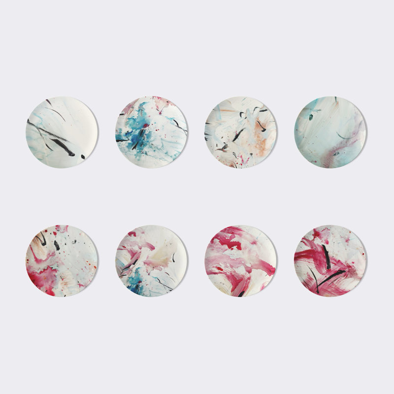 Limited Edition Set of 8 "Love Liberates" Fine Bone China Plates by Fanyu Lin
