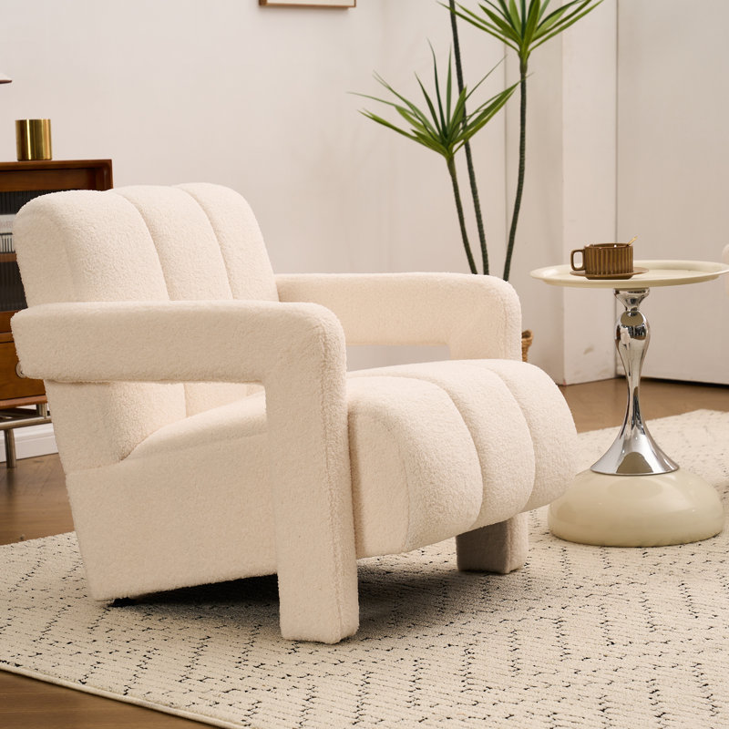 Fauteuil rembourré Boucle, Bouclé ivoire