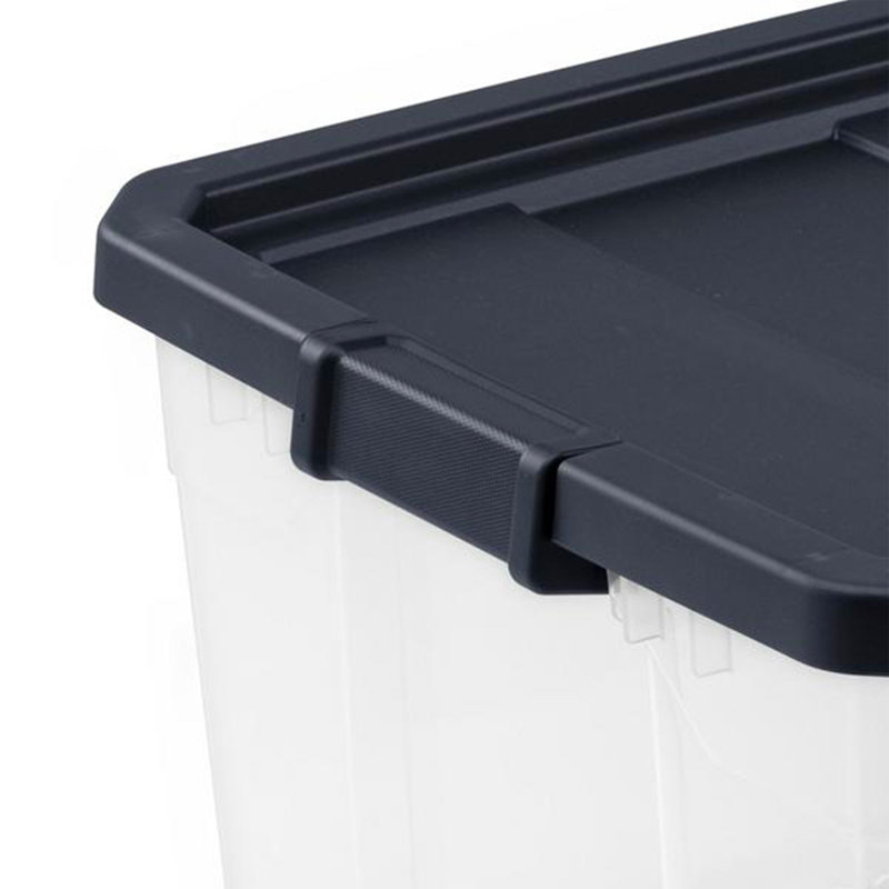 Sterilite Clear Plastic Stacking Storage Containers w/ Lid, 116 Quart, Clear/Black