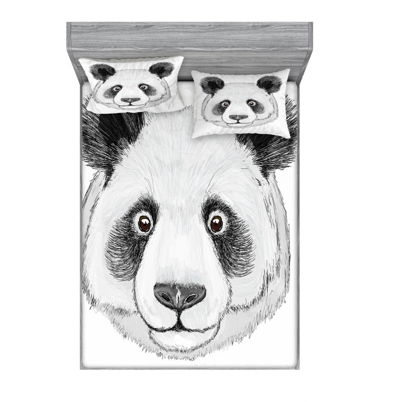Ensemble de draps Panda Fluffy Fat, Ensemble de drap pour grand lit avec drap-housse