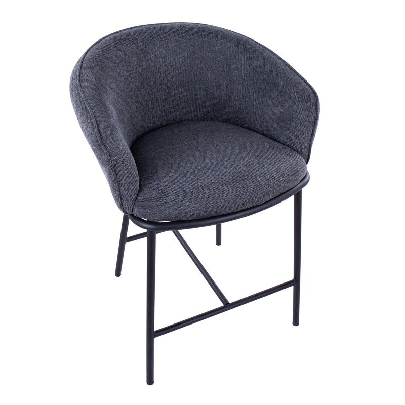 Upholstered Counter Stool with Metal Frame, Charcoal