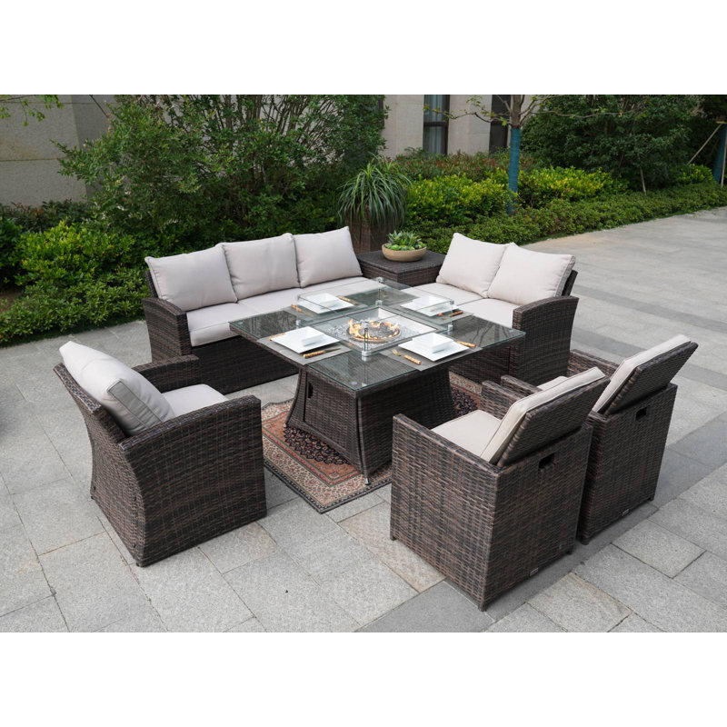 9 - Person Patio Conversation Set with Cushions