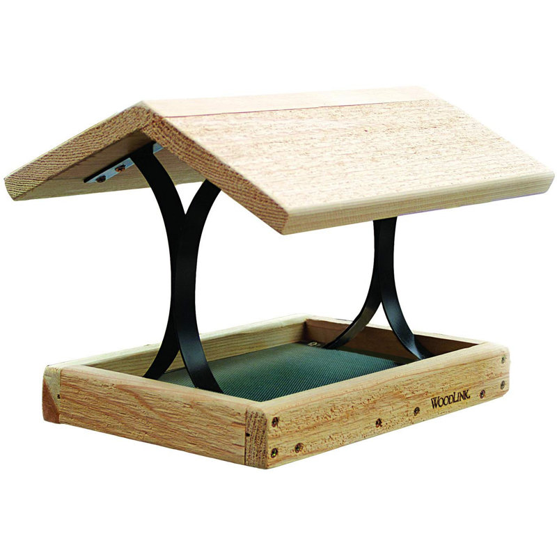 Wood Pole Hopper Bird Feeder