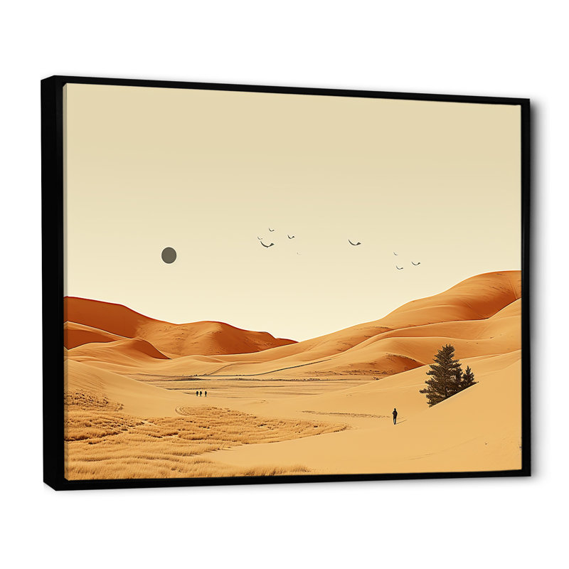 Désert au clair de lune Mirage paysage - désert, art mural, H 34 po x l 44 po x P 1,5 po, Cadre flottant noir