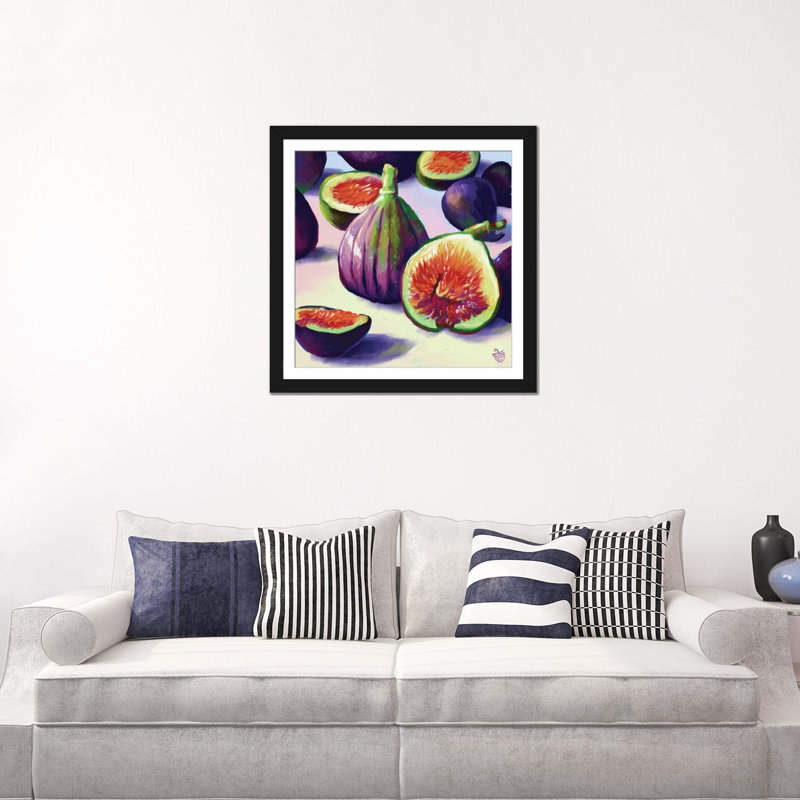 Figues, figues, figues - reproduction d'art murale - papier d'art encadré, H 24 po x l 24 po, Noir