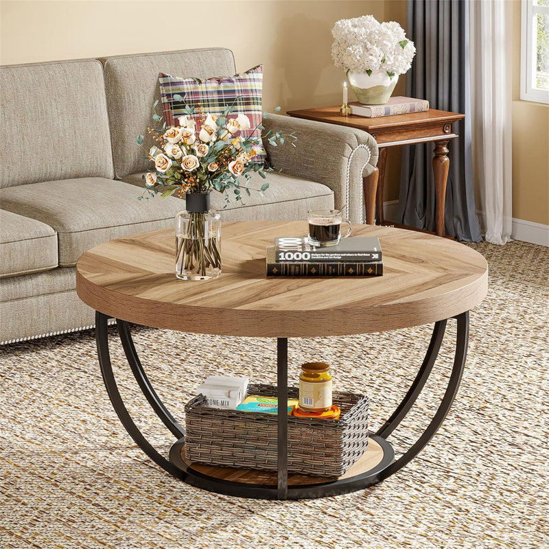 Table basse ronde, Bois naturel