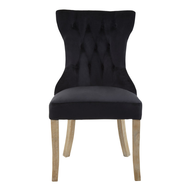 Otsego 137.2cm H Tufted Velvet Upholstered Side Chair, Black