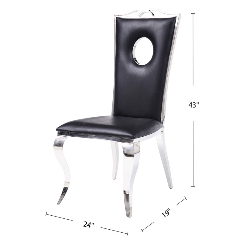 Chaise d'appoint 2 pièces pour la salle à manger, coussin noir et mousse haute densité, dossier découpé, aucun assemblage requis