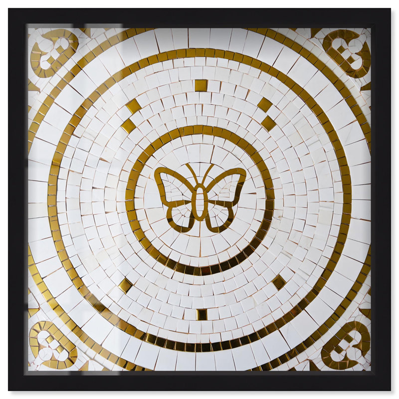 «Gold Butterfly Mosaic» par Art Remedy, H 13 po x l 13 po, Noir