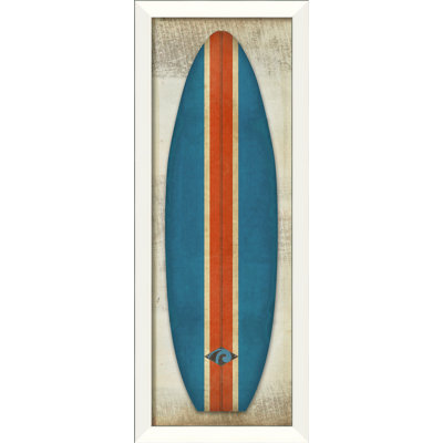 « malibu classic », impression encadrée en rouge et bleu Surfboard