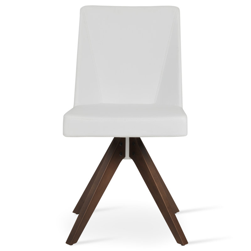 Chaise d'appoint rembourrée Prisma, Blanc, Noyer