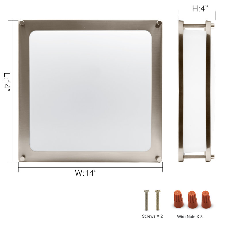 14 Inch LED Square Flush Mount Ceiling Light – 20W Dimmable, 4000K Cool White, Brushed Nickel Finish – Modern Ceiling Fixture for Living Room, Bedroom, Kitchen & More
