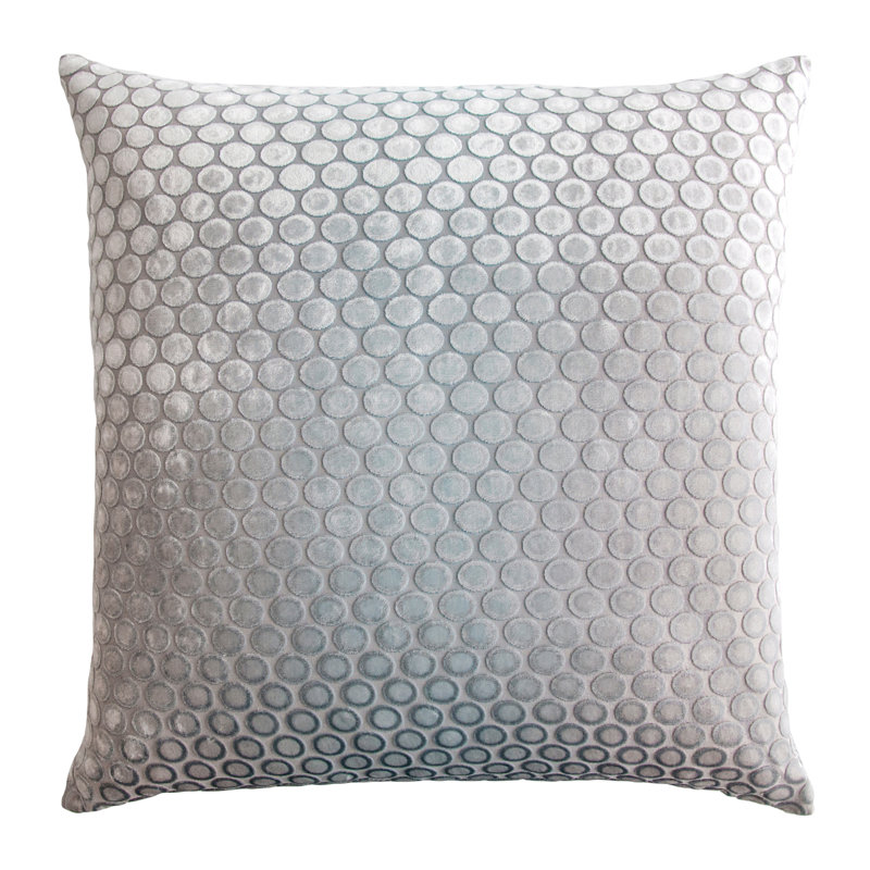 Dots Square Velvet Pillow Cover & Insert, Blush, 18"H x 18"W