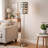 Retro Floor Lamp, 62 Inch, Gray And White Drum Shade, Pull Chain Switch