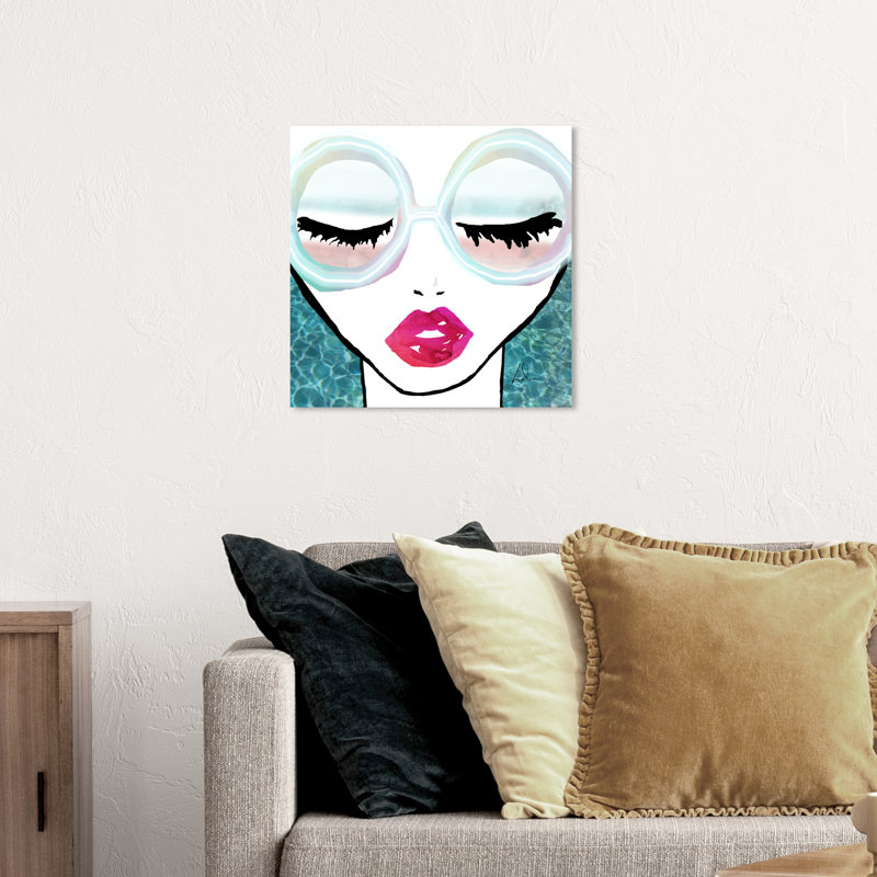 «Fashion and Glam Ready for the Water Neon Lips», impression sur toile, H 12 po x l 12 po, Toile tendue