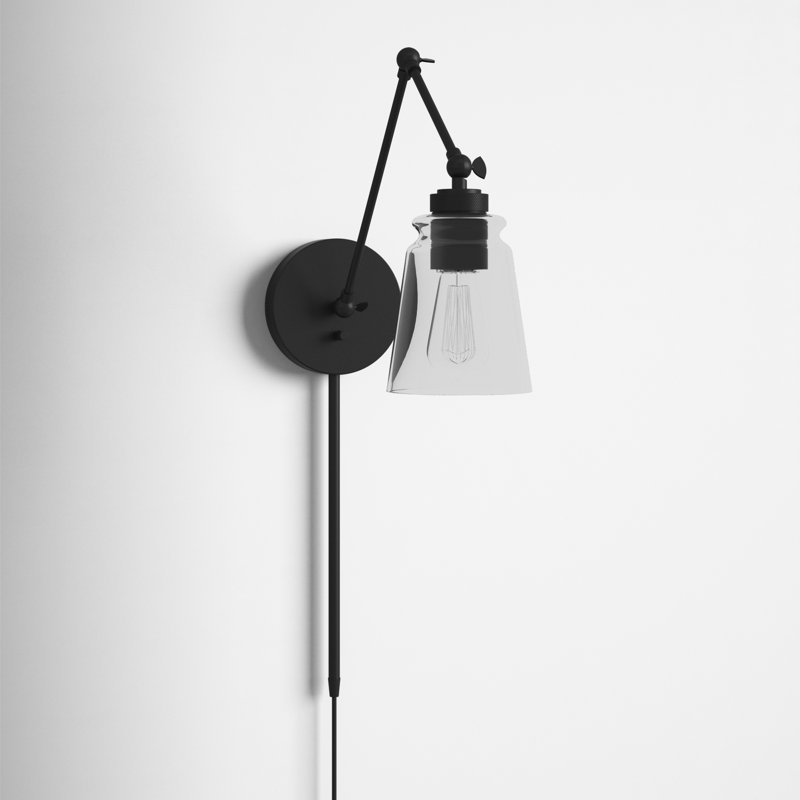 Atika 1-Light Plug-in Optional Swing Arm, Matte Black