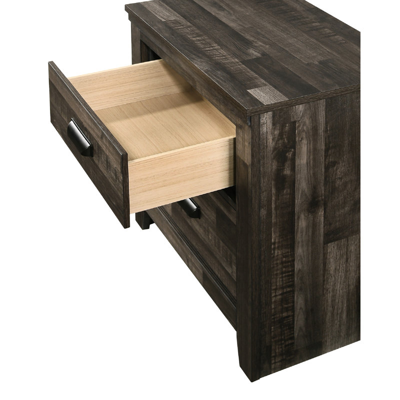 2 tables de chevet pour chambre à coucher - Style contemporain avec structure solide et poignées en métal avec deux tiroirs de rangement