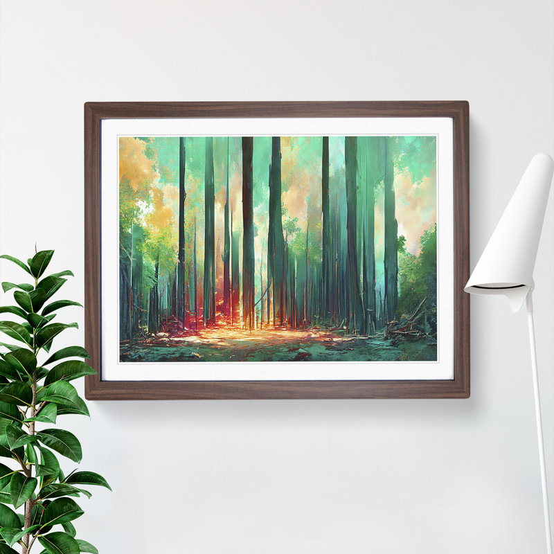 Exciting Abstract Forest Vol.2 - Single Picture Frame Painting, 34cm H x 46cm W x 2cm D, Walnut