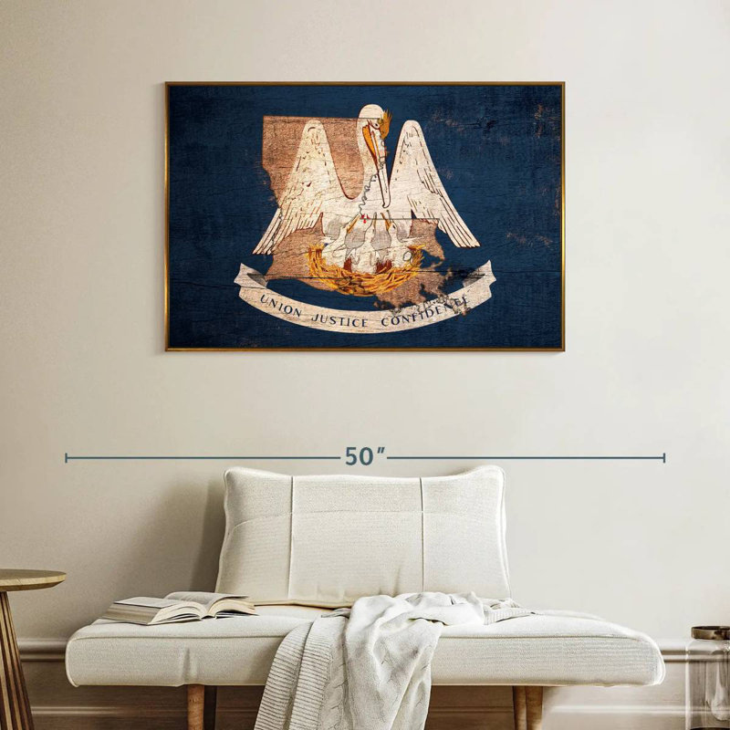 Louisiana Pelican, Floating Frame Gold, 40" X 27"
