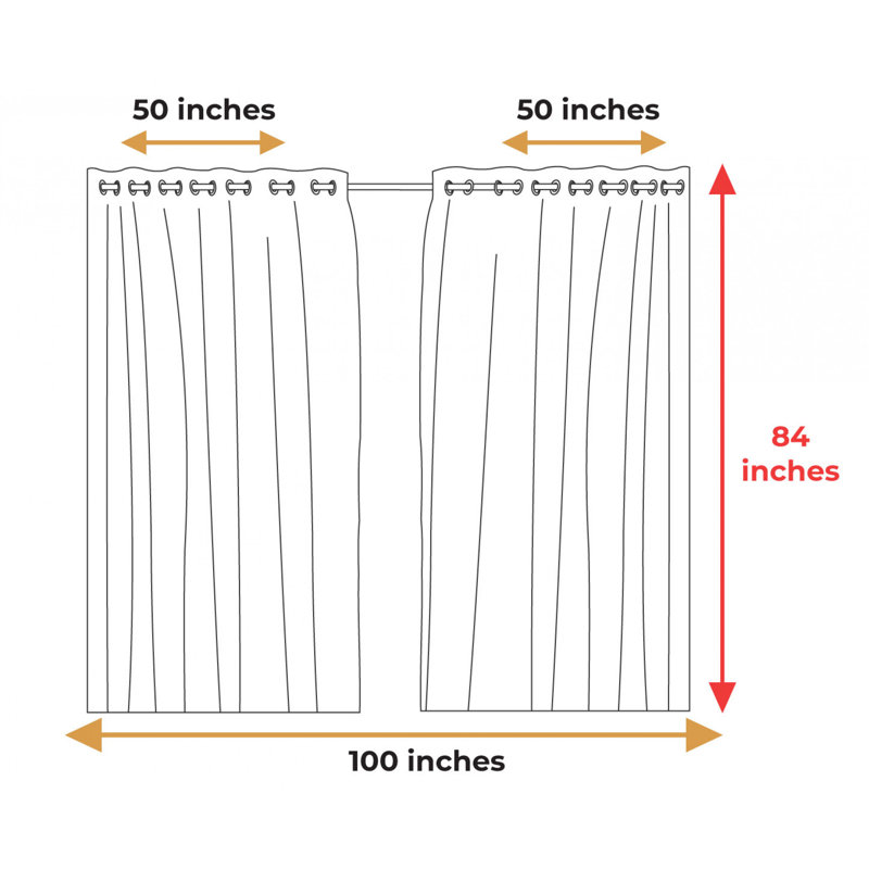 Sateen Blackout Curtains / Drapes Pair, 50" W x 84" L