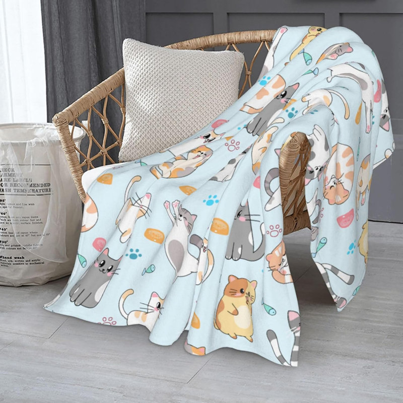 Coussin mignon pour chat 50 po x 40 po Coussins doux et chaleureux Jeté chaud et léger en molleton pour canapé-lit