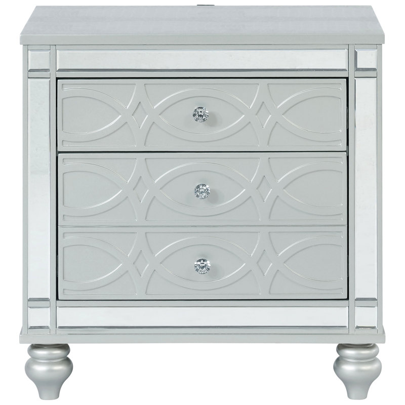 Table de chevet 2 tiroirs Menlo Metallic