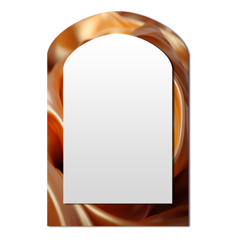 Orange Abstract spiral cyclone tranquility - Abstract Spirals Asymmetrical Decorative Mirror, Orange Arch Wall Mirror, Printed Metal Art