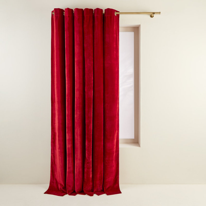 Dario Room Darkening Curtain Single Panel, 137 x 350cm, Red