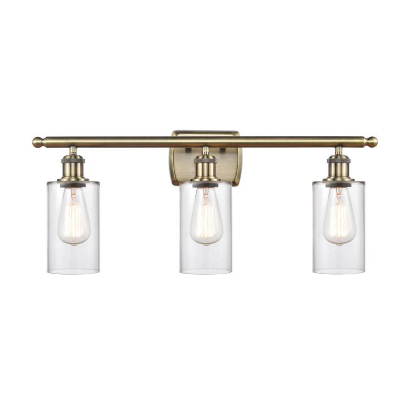 Éclairage de salle de bain à intensité variable à 3 lumières Mallette, Transparent, Ampoule DEL rétro de 3,5 watts