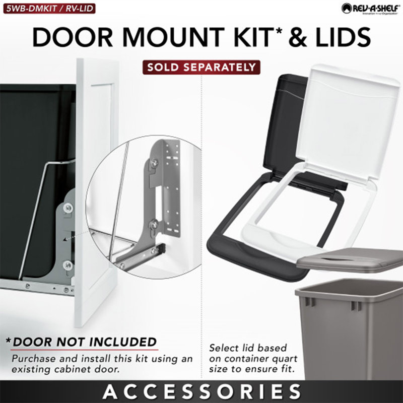 Rev-A-Shelf Pull Out Trash Can 35 Qt for Kitchen Cabinets, Grey