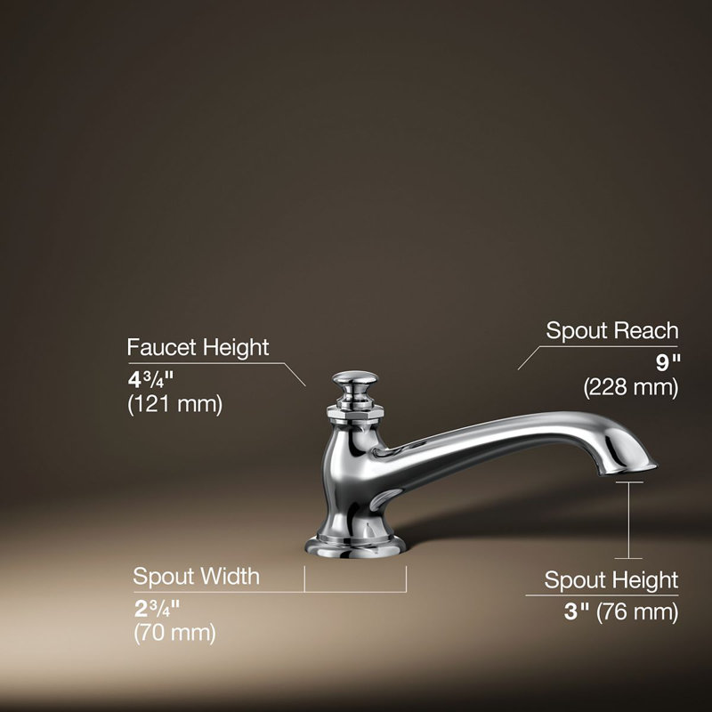 Artifacts® Deck Mounted Roman Tub Faucet with Flare Design, Polished Chrome