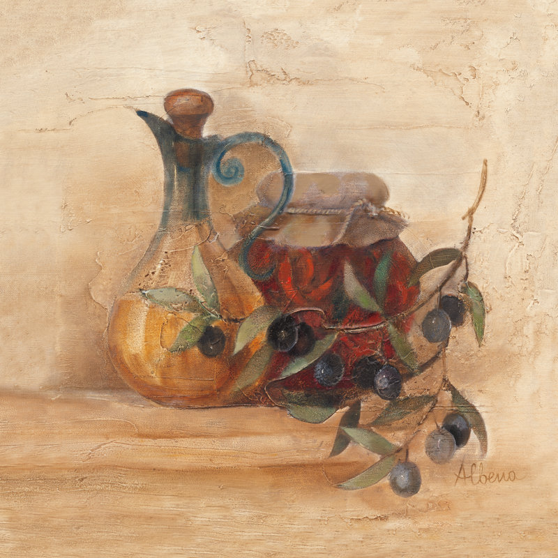 «Tuscan Table IV» par Albena Hristova - peinture sur toile tendue, H 36 po x l 36 po