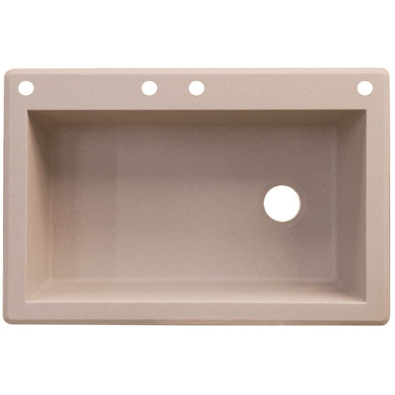 Radius 33 " L Drop-In Single Bowl Granite Kitchen Sink, 4 hole, Cafe Latte
