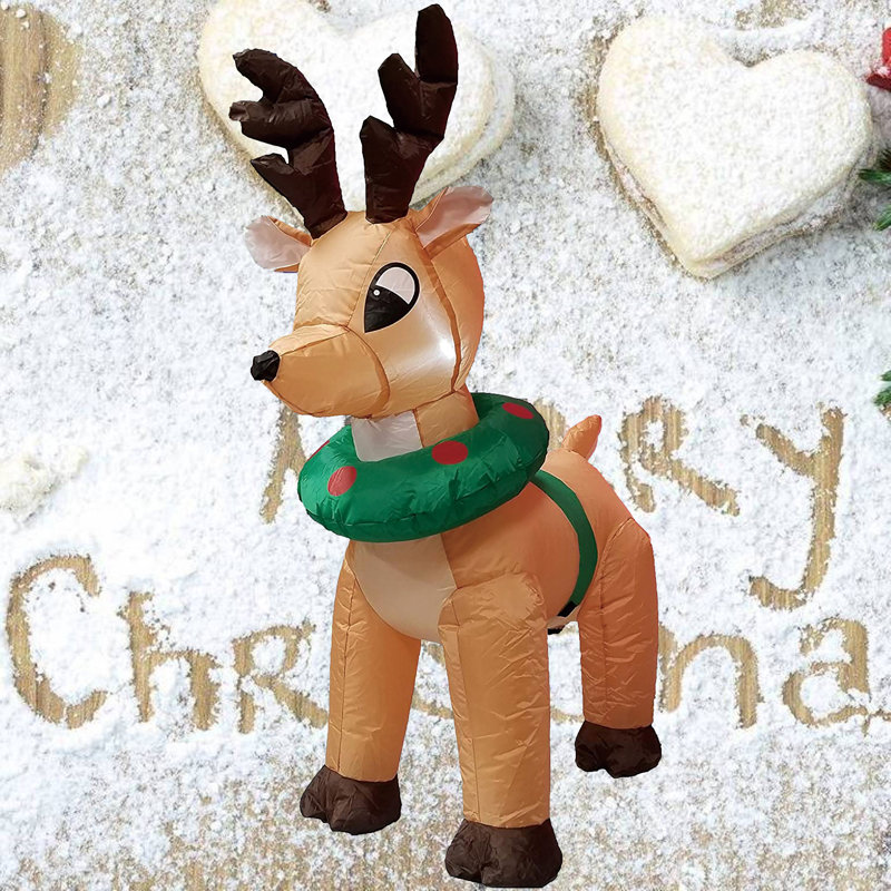 Décoration de jardin gonflable de Noël avec renne gonflable de 4 pieds