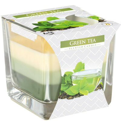 Green Tea Scented Jar Candle with Glass Holder