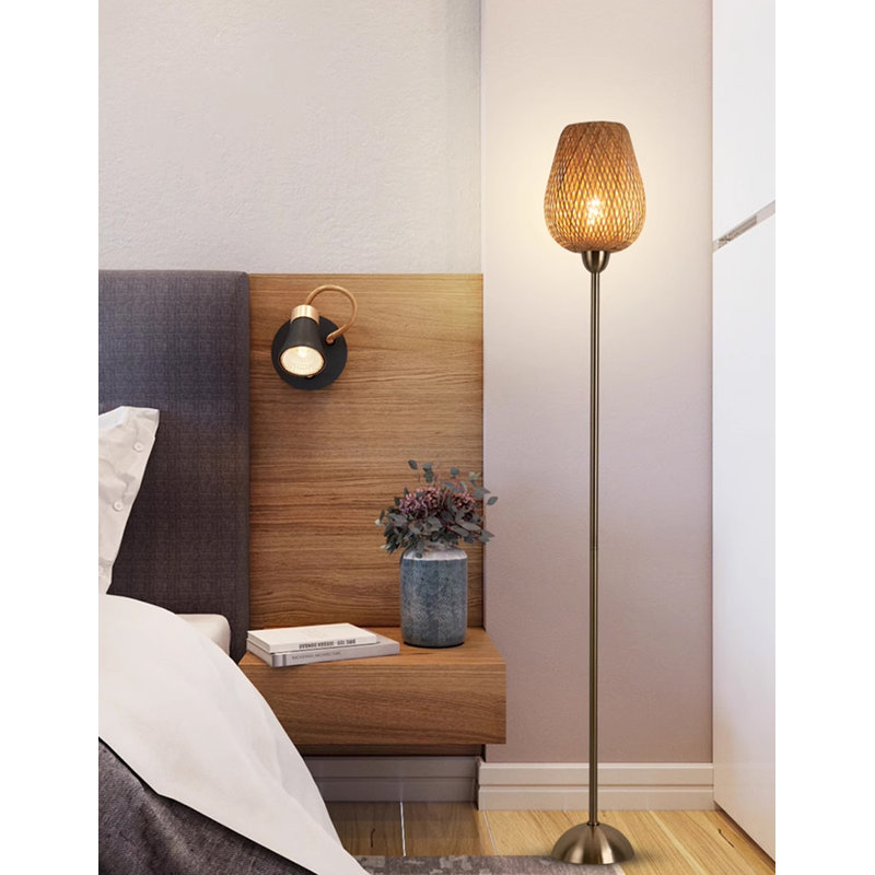 Luminaire d'appoint debout moderne en bambou tissé